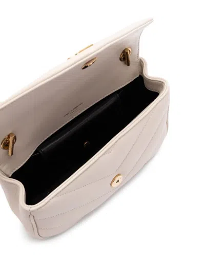 Saint Laurent Ivory Leather Mini Loulou Crossbody Bag In White