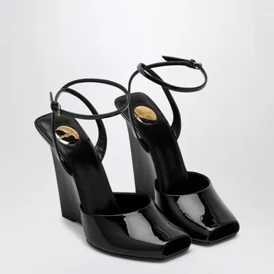 Saint Laurent La Scandale Wedge In Black Patent Leather In Black