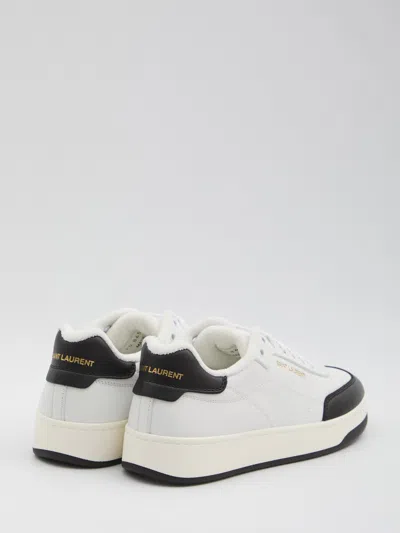 Saint Laurent White And Black Leather Sneakers In Multi