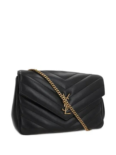 Saint Laurent Black Leather Large Lou Lou Shoulder Bag