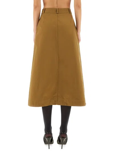 Saint Laurent Midi Skirt With Buttons In Brown