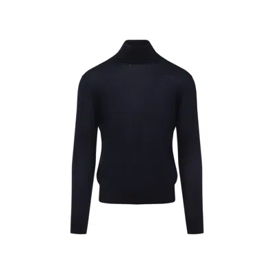 Saint Laurent Wool And Cashmere Turtleneck Pullover In Blue