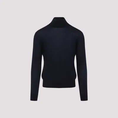 Saint Laurent Wool And Cashmere Turtleneck Pullover In Blue