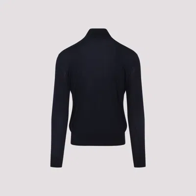 Saint Laurent Wool And Cashmere Turtleneck Pullover In Blue