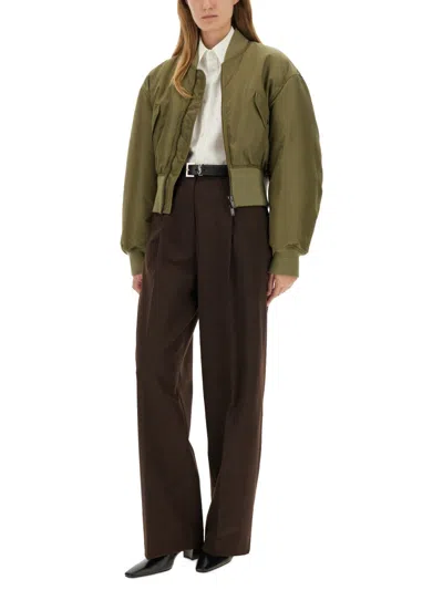 Saint Laurent Shell Bomber Jacket In Green