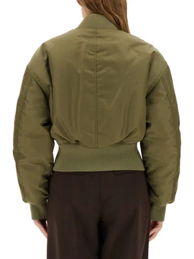 Saint Laurent Shell Bomber Jacket In Green