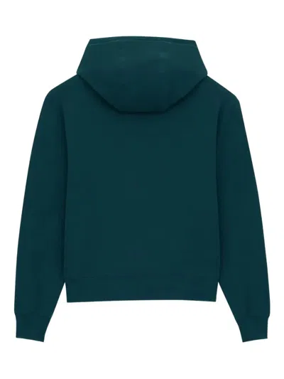 Saint Laurent Petrol Blue Cotton Sweatshirt In Green