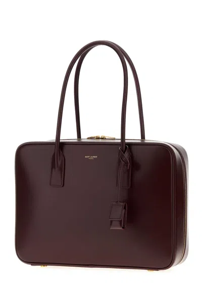Saint Laurent Grape Leather Sac De Jour Handbag In Brown