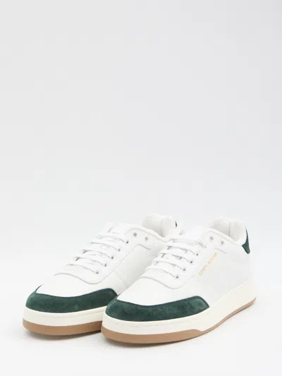 Saint Laurent Sl61 Leather Sneakers Signature Sole In Green