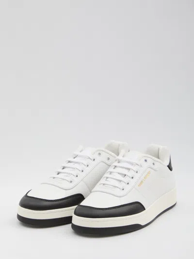 Saint Laurent White And Black Leather Sneakers In Multi