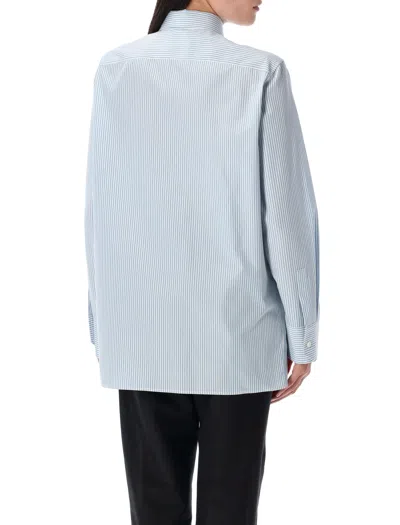 Saint Laurent Striped Cotton Shirt In Blue
