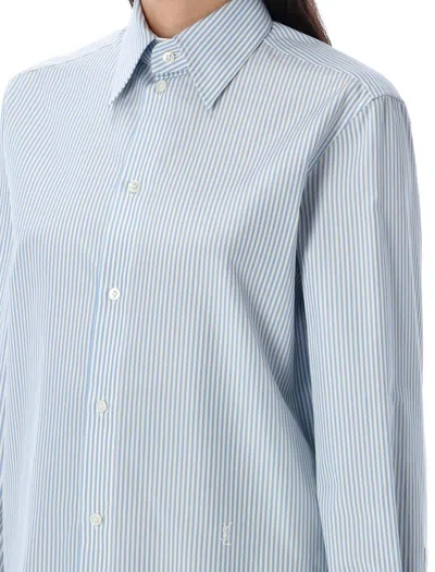 Saint Laurent Striped Cotton Shirt In Blue