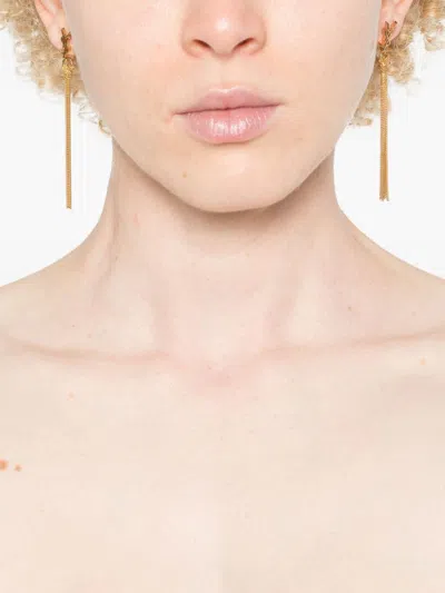 Saint Laurent Cassandre Tassel Metal Earrings In Gold