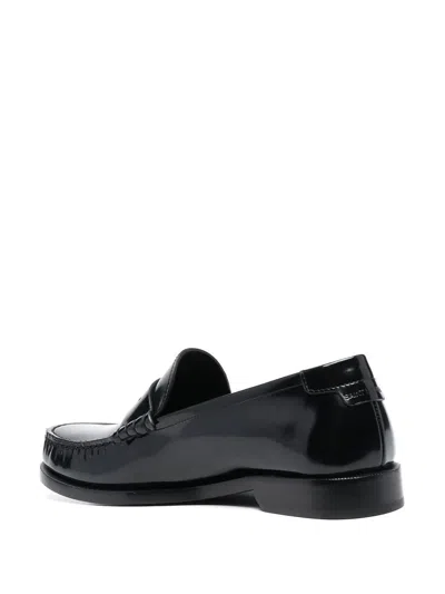 Saint Laurent Anthony Embellished Leather Penny Loafers In Black