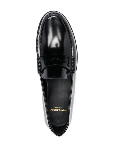 Saint Laurent Anthony Embellished Leather Penny Loafers In Black