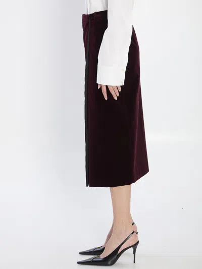 Saint Laurent Wrap-effect Cotton-velvet Midi Skirt In Black