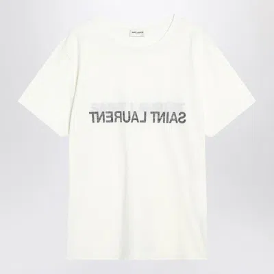 Saint Laurent Cotton T-shirt In Reverse Design In White