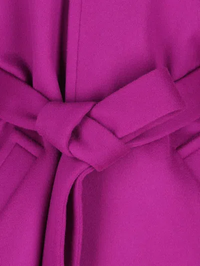 Saint Laurent Wool Mandarin Collar Coat In Pink