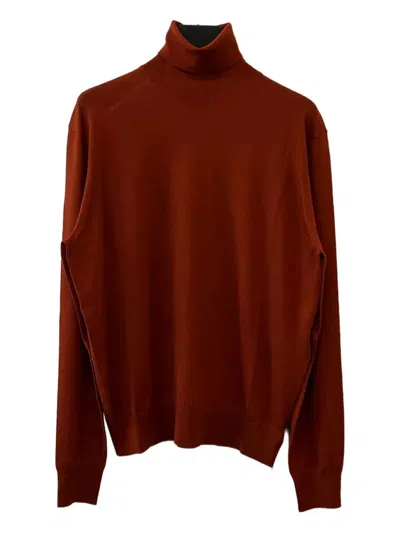 Saint Laurent Wool Turtleneck Sweater In Brown