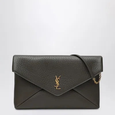 Saint Laurent Xxl Moss Green Envelope Cassandre Clutch In Multi