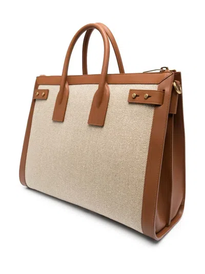 Saint Laurent Large Sac De Jour Linen Tote Bag In Nude