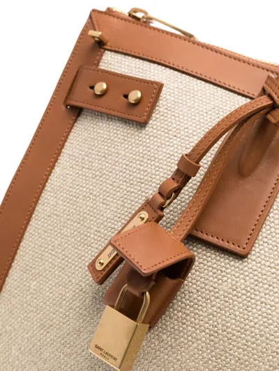 Saint Laurent Large Sac De Jour Linen Tote Bag In Nude