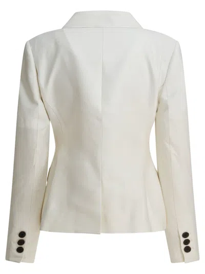 Sandbeige Double-breasted Pocket Jacket In White
