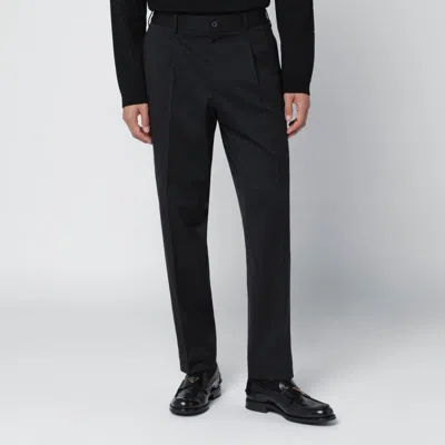 Santaniello Black Wool Blend Trousers In Black