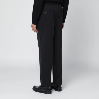 Santaniello Black Wool Blend Trousers In Black