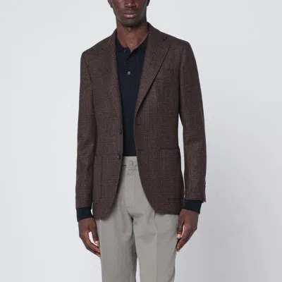 Santaniello Brown Jacket In Prince Of Wales Check In Green