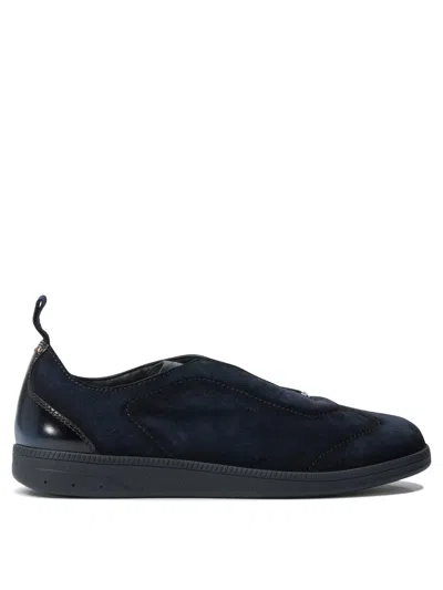 Santoni Lume Suede Low-top Sneakers In Blue