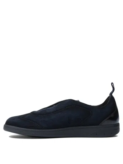 Santoni Lume Suede Low-top Sneakers In Blue