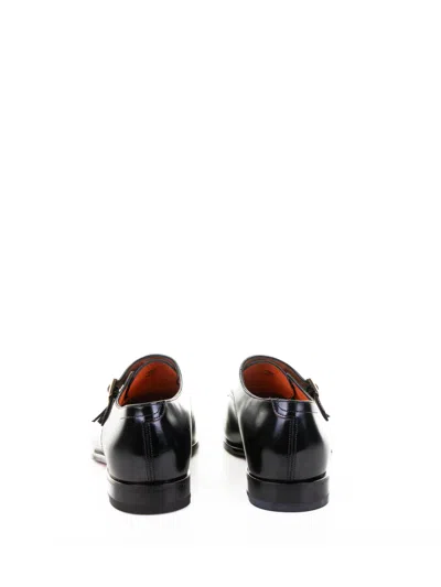 Santoni Leather Adrian Blake Monk Shoes In Black