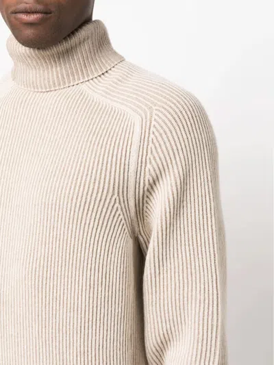 Sease Dinghy Roll Green Wool Sweater In Neutral