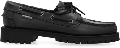 Sebago Ranger Waxy Leather Moccasins In Black