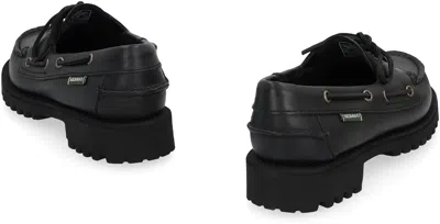 Sebago Ranger Waxy Leather Moccasins In Black