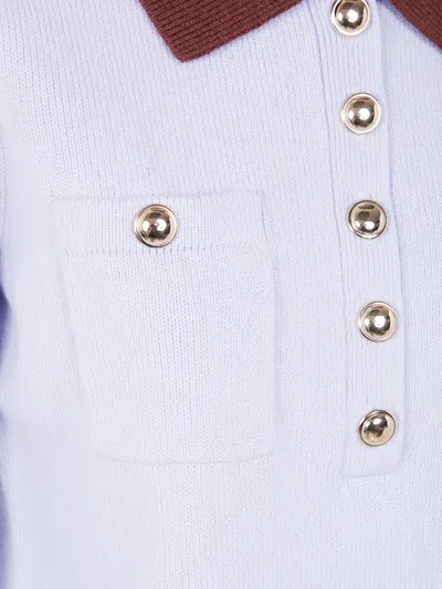 Self-portrait Sweater With Classic Contrast Collar In Blue