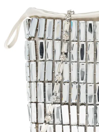 Self-portrait Crystal-embellished Drawstring Tote Bag In White