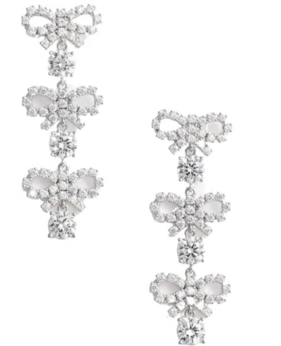 Self-portrait Embellished Crystal Earrings In Silver