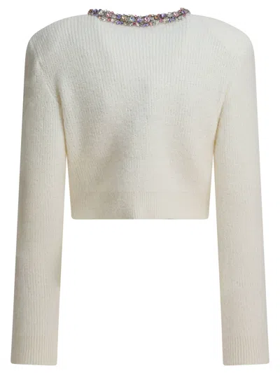 Self-portrait Cardigan Self Portrait Made Of Alpaca Blend In White