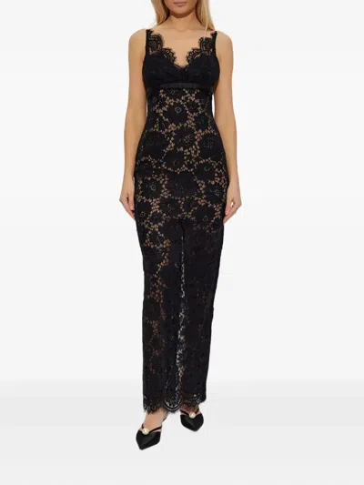 Self-portrait Floral Lace Maxi Dress In Black