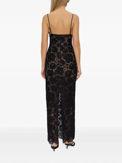 Self-portrait Floral Lace Maxi Dress In Black