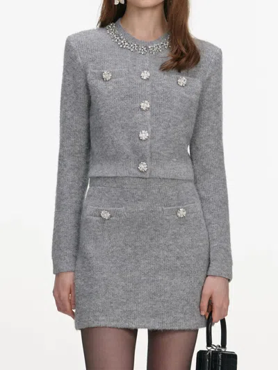 Self-portrait Soft Knitted Miniskirt In Gray