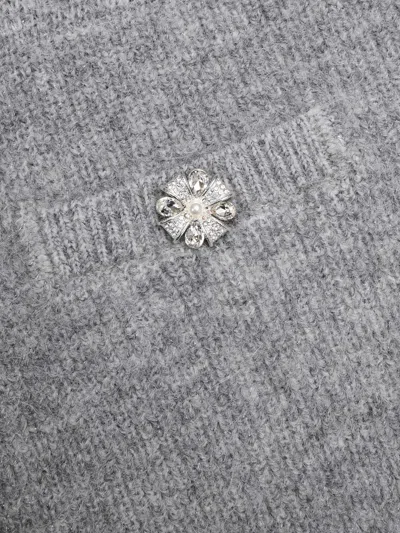 Self-portrait Soft Knitted Miniskirt In Gray