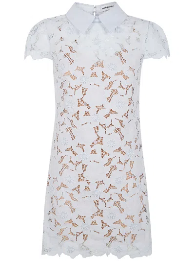 Self-portrait Guipure Lace Mini Dress In Blue