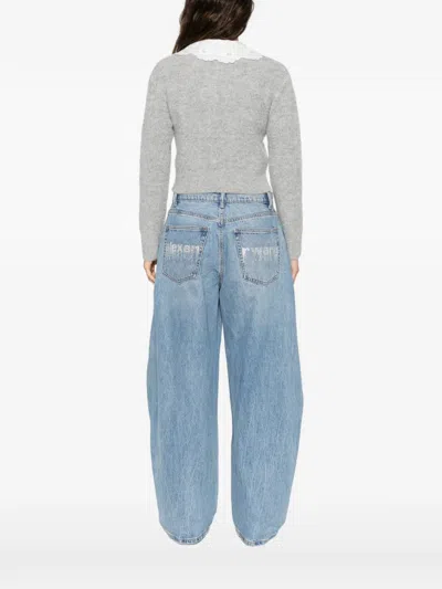 Self-portrait Lace Collar Cardigan In Gray