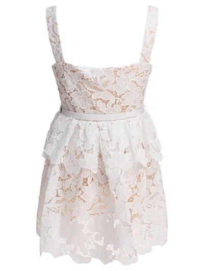 Self-portrait Lace Ruffle Mini Dress In White