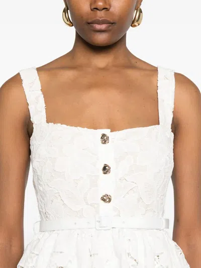 Self-portrait Lace Ruffle Mini Dress In White