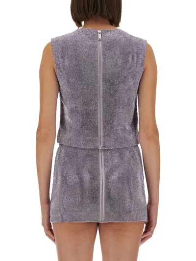 Self-portrait Self Portrait Metal Mesh Top In Purple