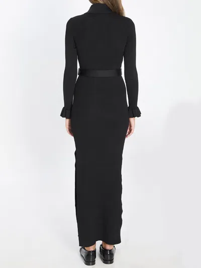 Self-portrait Ribbed Knit Maxi Dress In Black